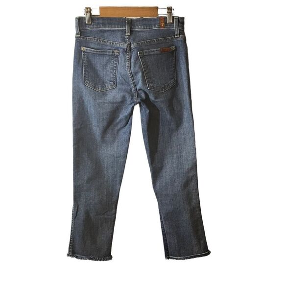 7 For All Mankind Cropped Boot Cut Fringe Ankle Jeans Size 25 - Picture 4 of 8